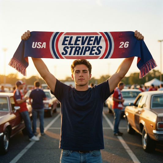 Eleven Stripes USA Supporter Scarf — retro 90s design, matchday lifestyle